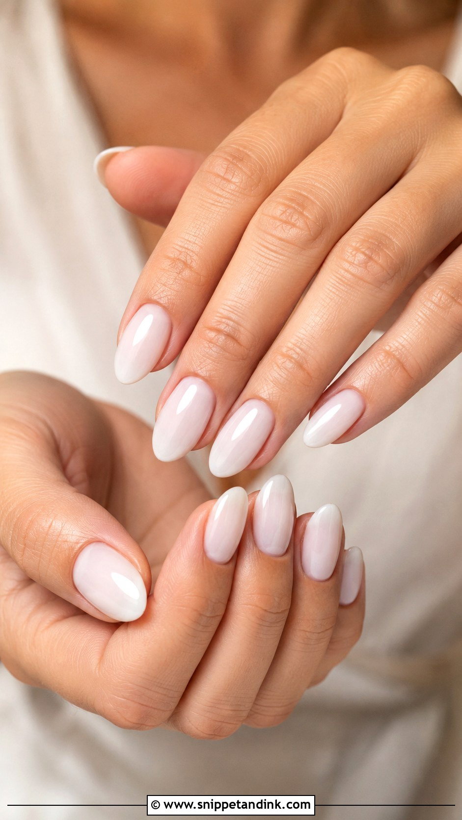 Milky White Almond Wedding Nails - Snippet and Ink - 20 Milky White Wedding Nails