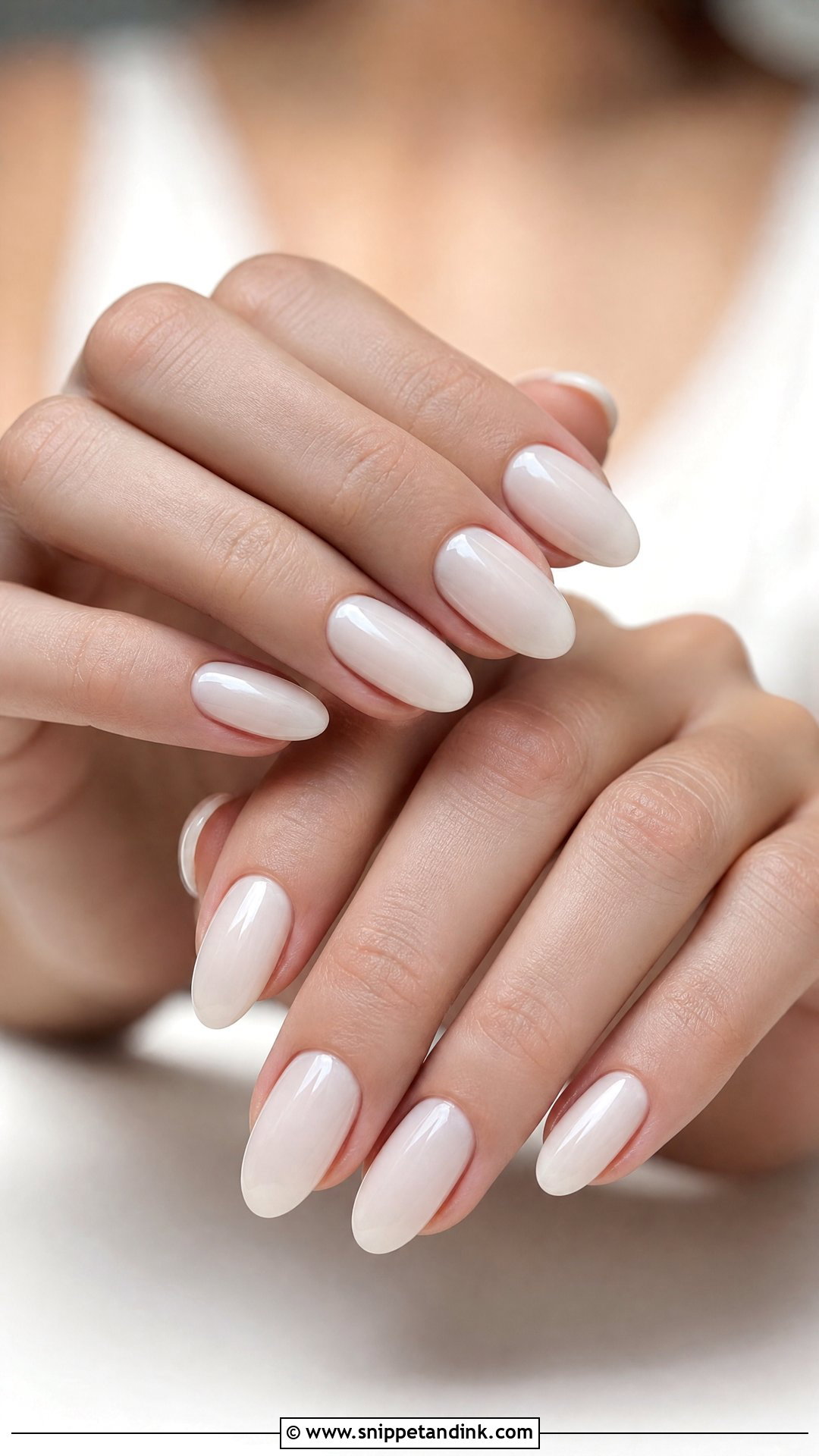 Milky White Almond Wedding Nails - Snippet and Ink - 25 Almond Wedding Nails