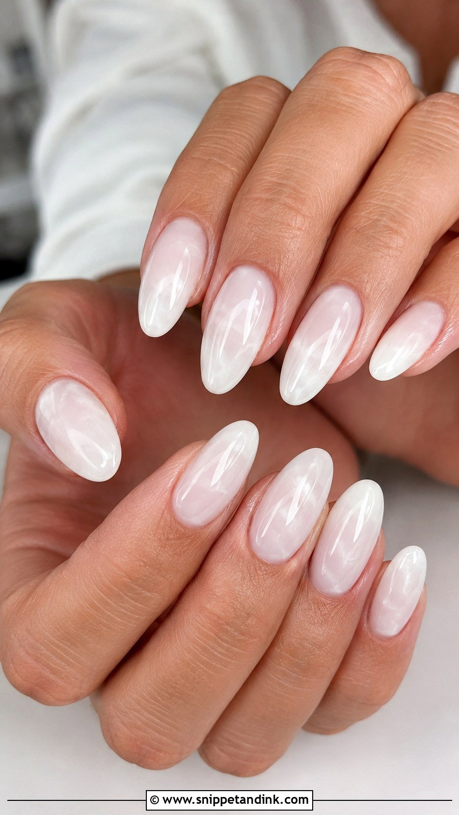 Milky White Almond Wedding Nails - Snippet and Ink - 20 Almond Nails for Wedding