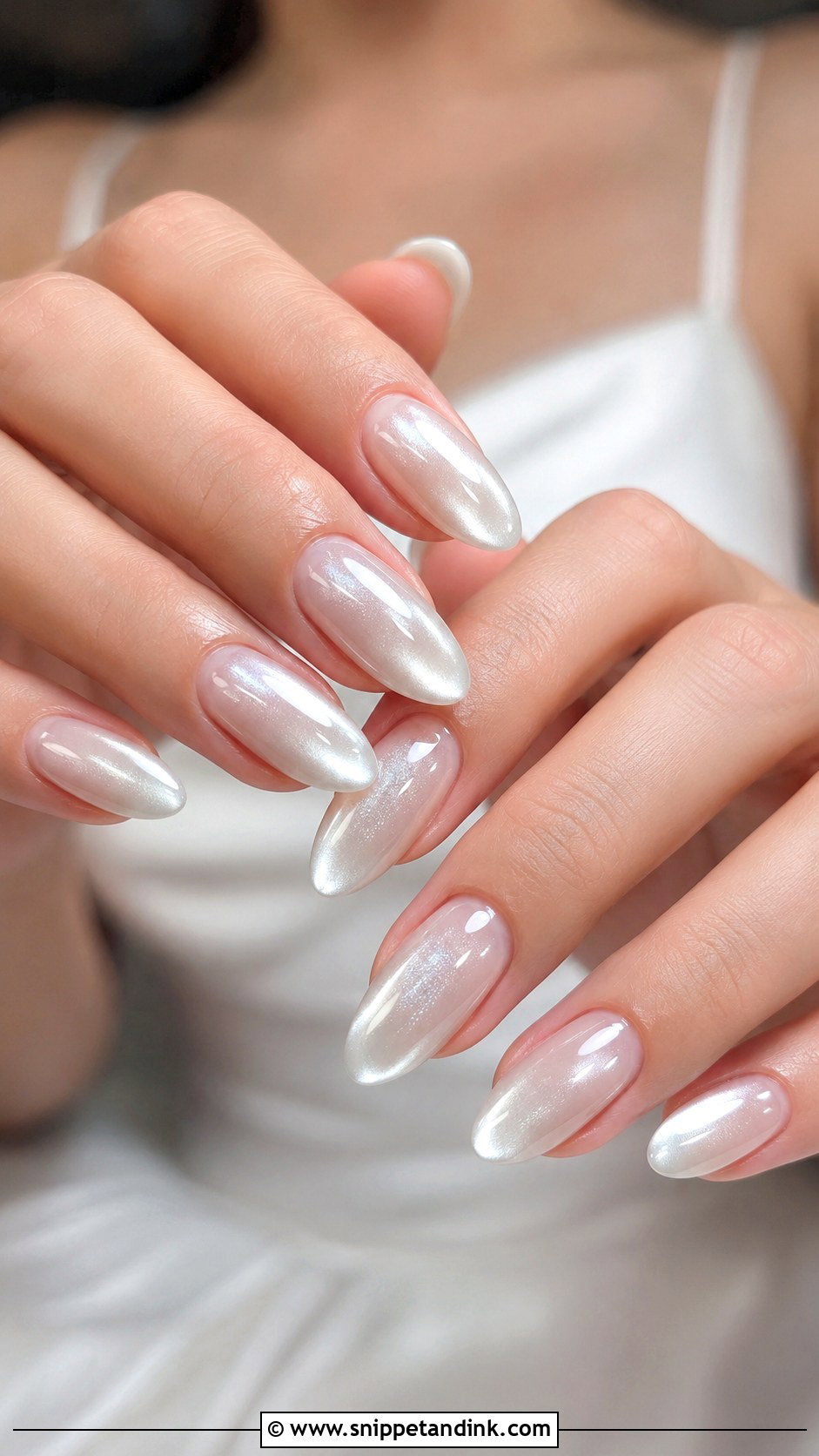 Milky White Cat Eye Bridal Wedding Nails - Snippet and Ink - 20 Cat Eye Bridal Wedding Nails