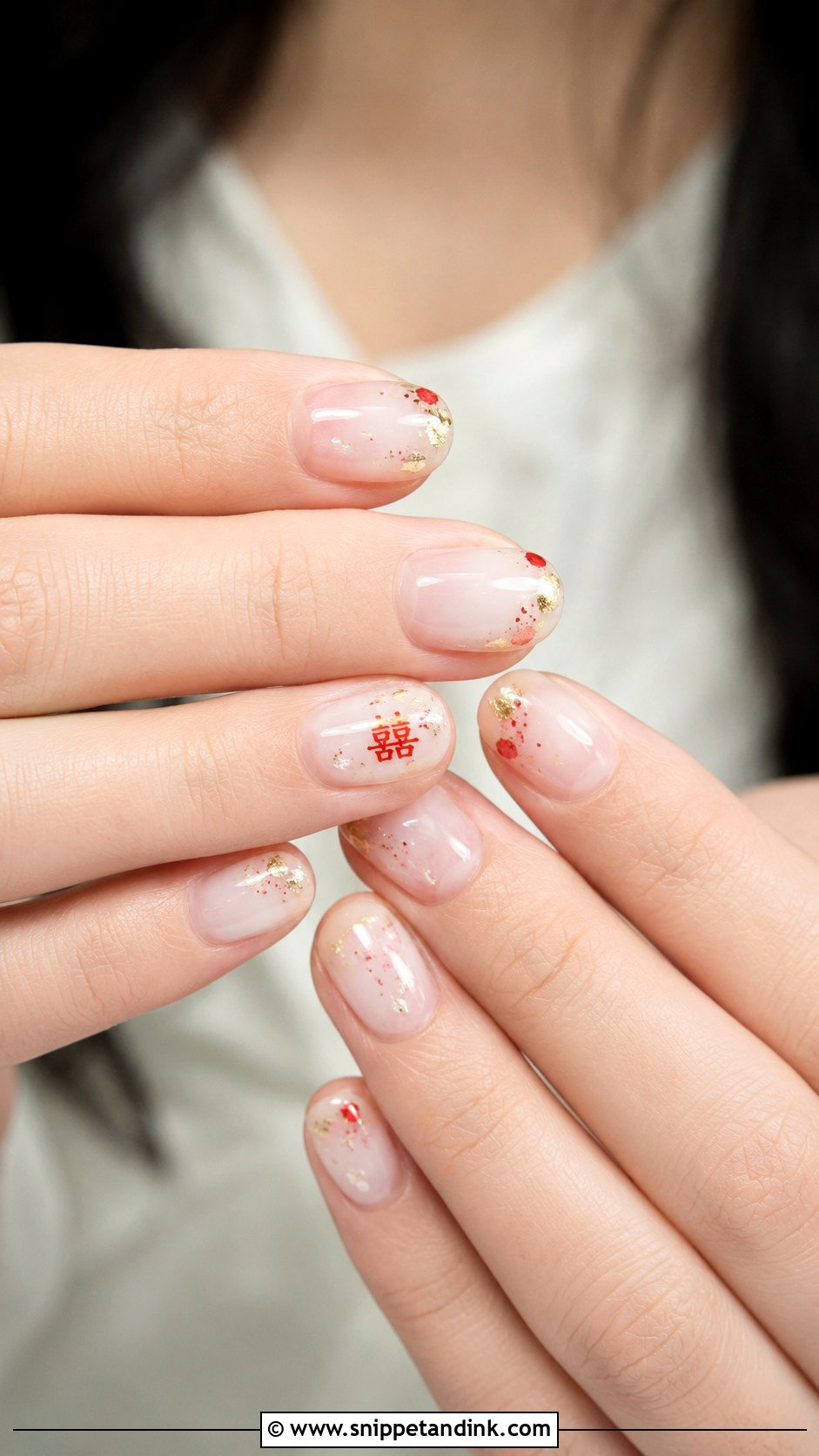 Milky White Chinese Wedding Nails - Snippet and Ink - 20 Chinese Wedding Nails