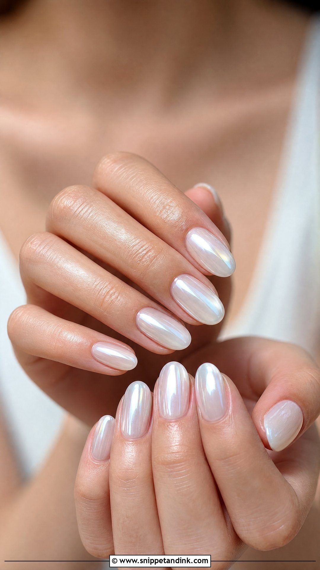 Milky White Chrome Nails - Snippet and Ink - 30 Classy Wedding Guest Nails Ideas