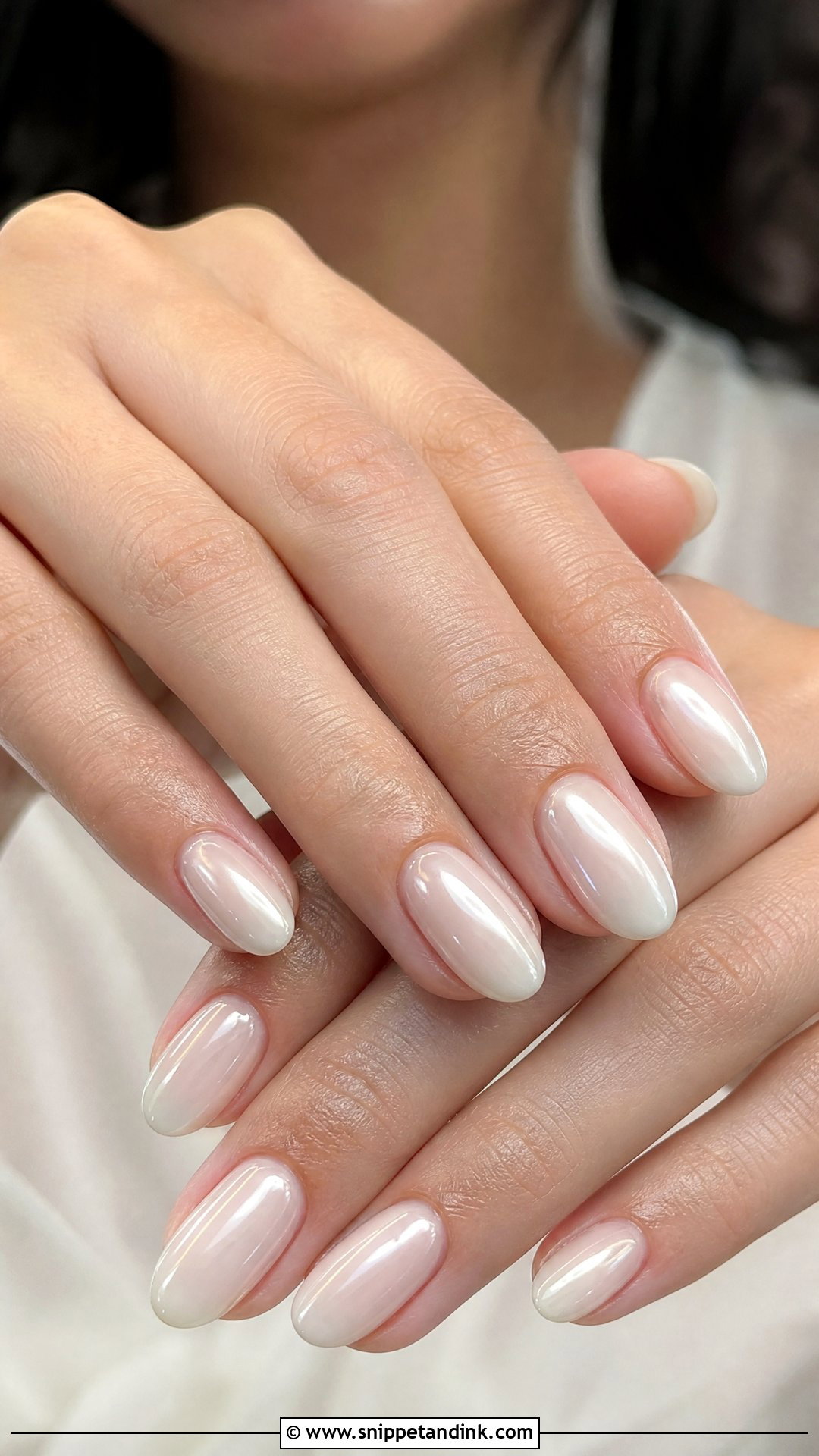Milky White Chrome Wedding Guest Nails - Snippet and Ink - 25 Wedding Guest Nail Ideas