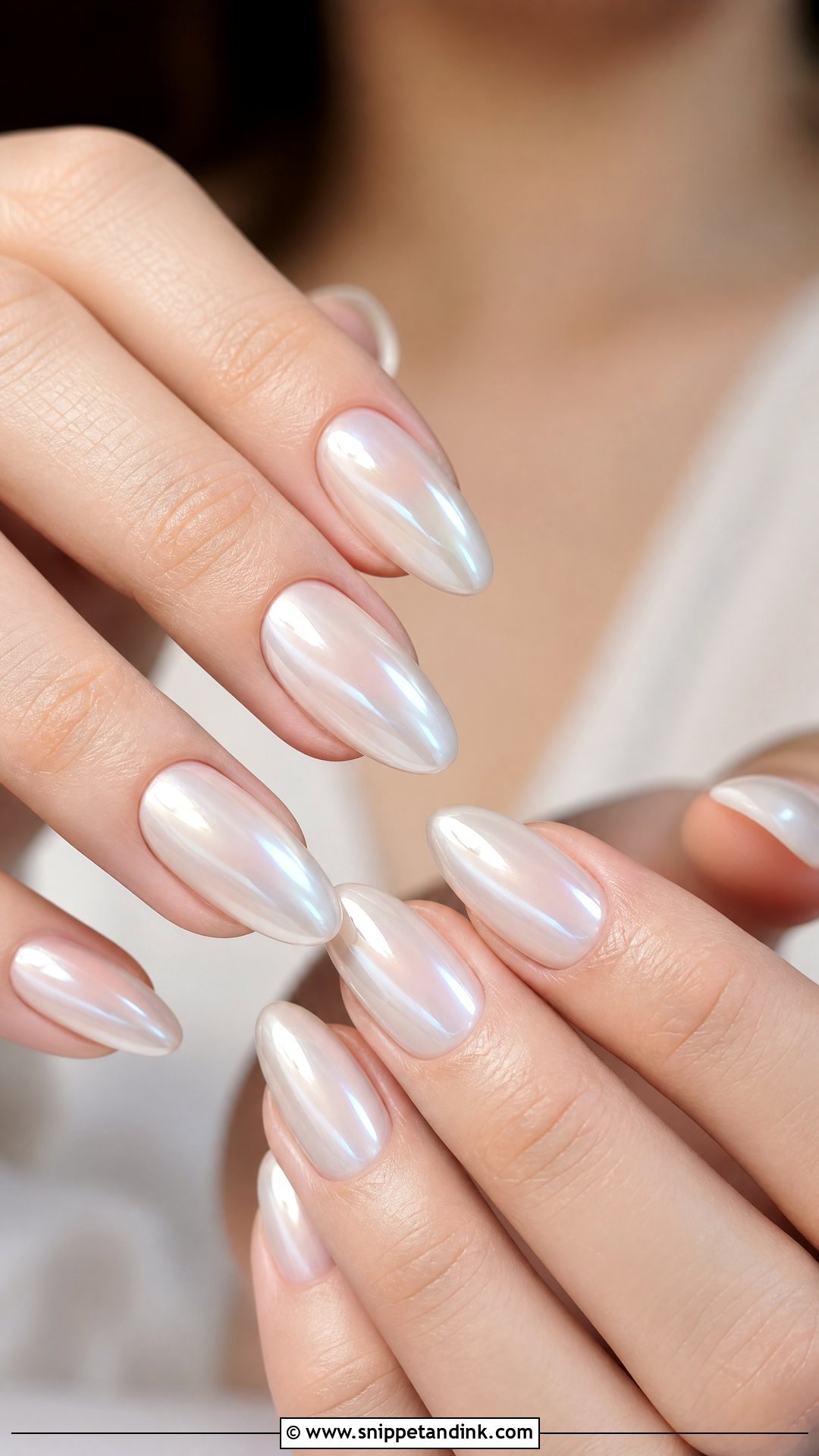 Milky White Chrome Wedding Nails - Snippet and Ink - 25 Wedding Nail Art Designs