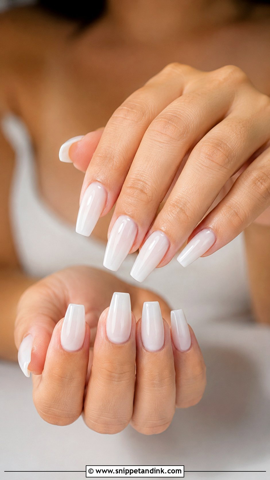 Milky White Coffin Bridal Nails - Snippet and Ink - 20 Coffin Shape Bridal Nails