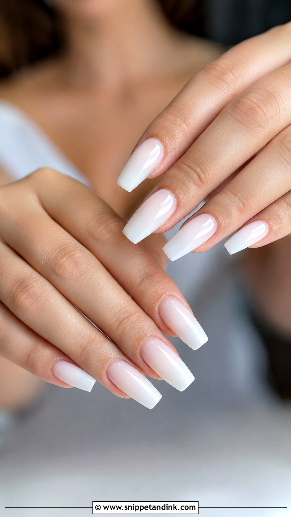 Milky White Coffin Bridal Nails - Snippet and Ink - 20 Milky White Bridal Nails