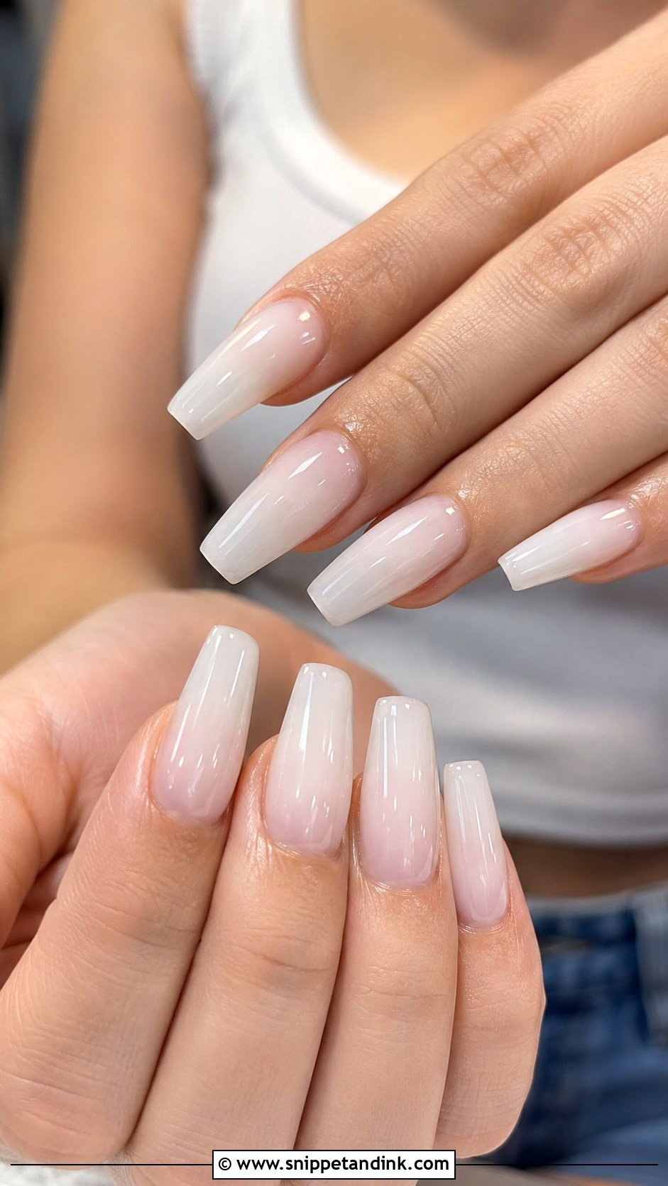 Milky White Coffin Wedding Nails - Snippet and Ink - 20 Coffin Wedding Nails for Bride