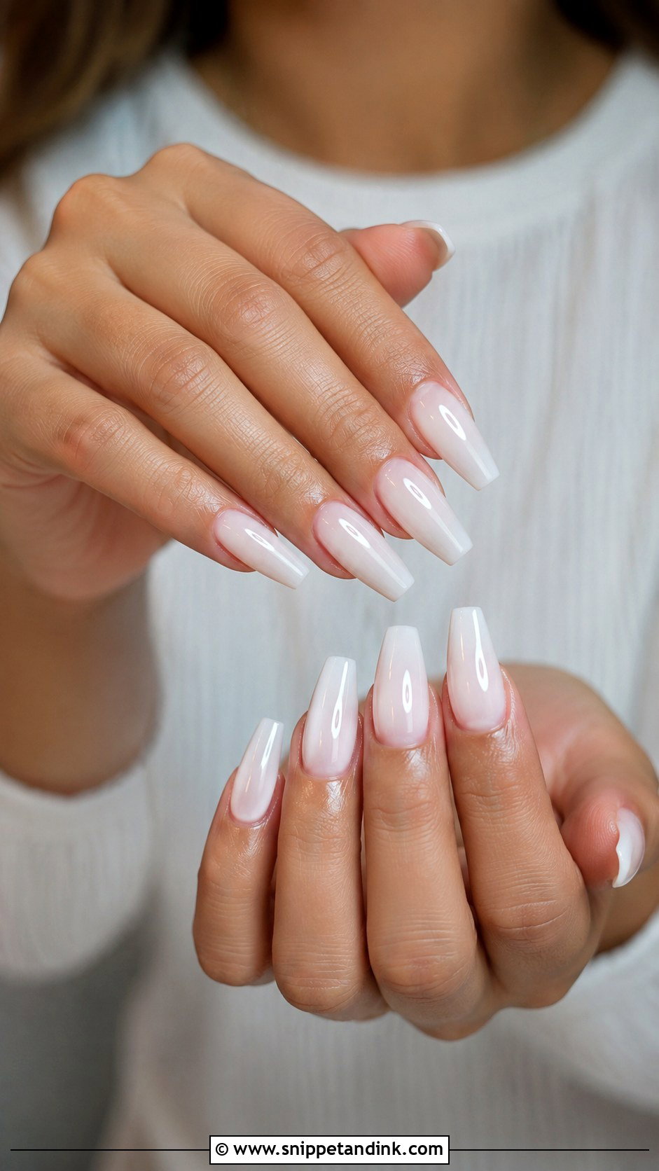 Milky White Coffin Wedding Nails - Snippet and Ink - 20 Milky White Wedding Nails