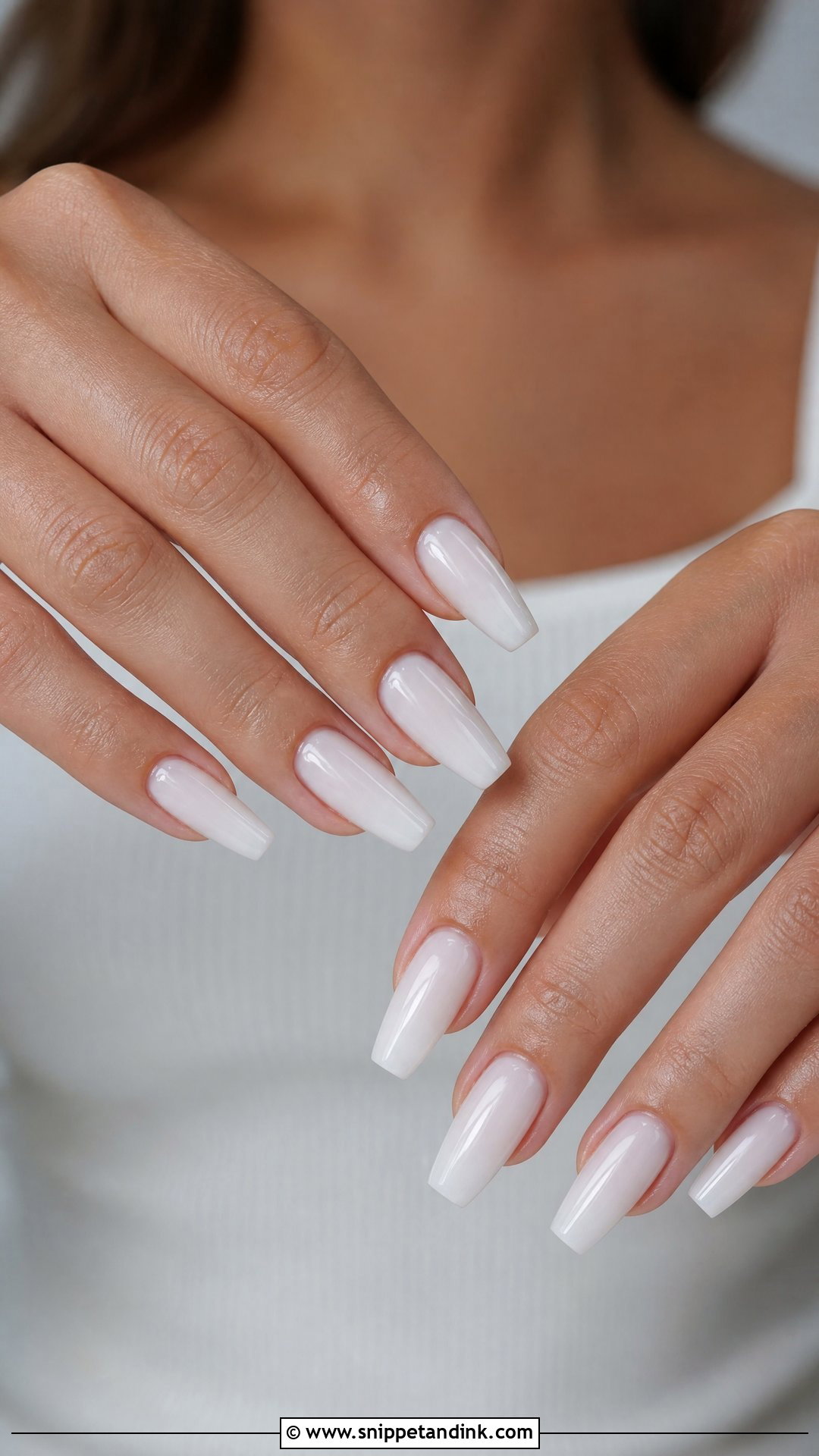 Milky White Coffin Wedding Nails - Snippet and Ink - 25 Coffin Wedding Nails