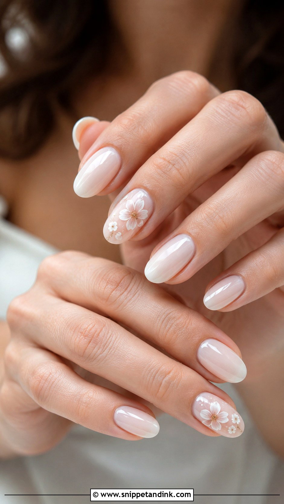 Milky White Floral Bridal Nails - Snippet and Ink - 20 Milky White Bridal Nails