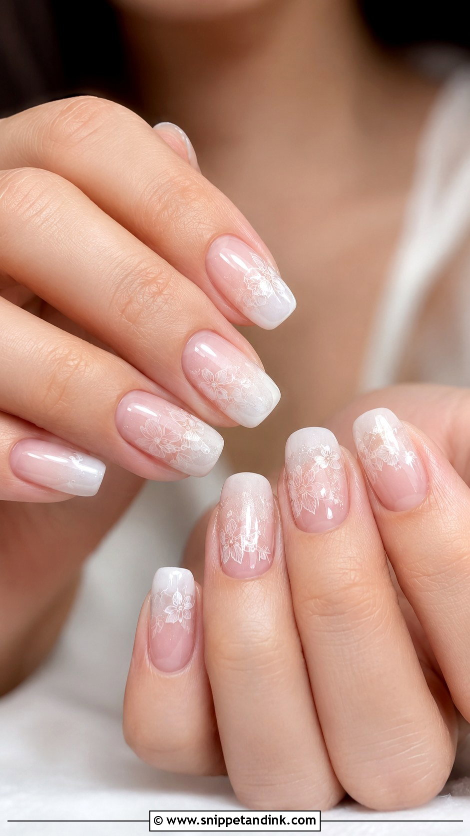 Milky White Floral Wedding Nails - Snippet and Ink - 20 Floral Wedding Nails for Bride
