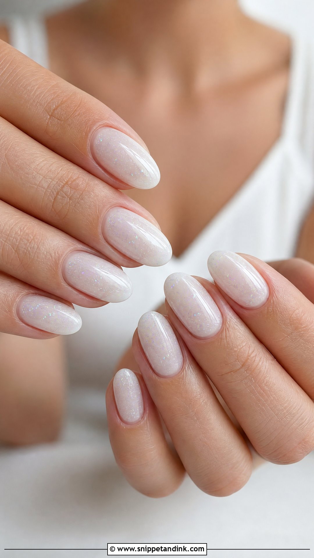 Milky White Glitter Wedding Nails - Snippet and Ink - 25 Glitter Wedding Nails