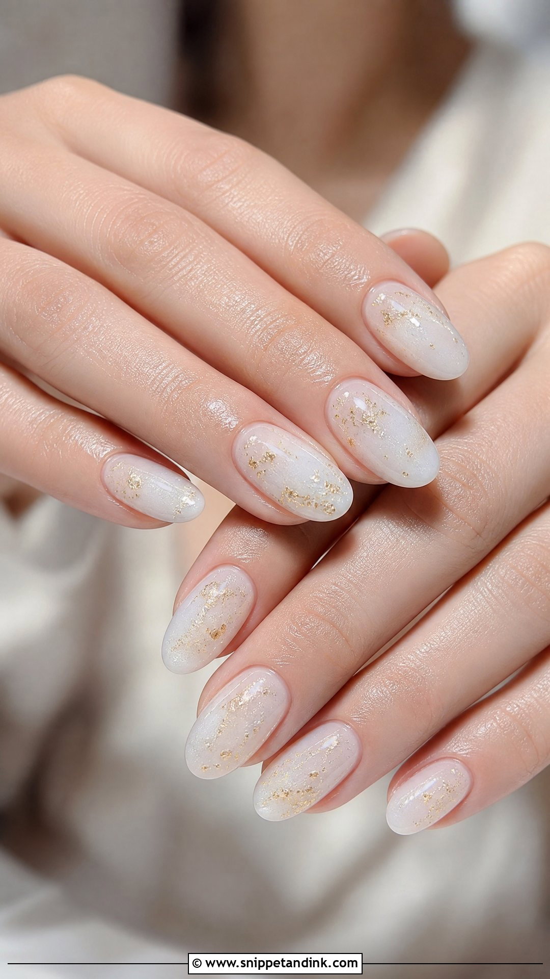 Milky White Gold Bride Nails - Snippet and Ink - 25 Elegant Gold Bride Wedding Nails