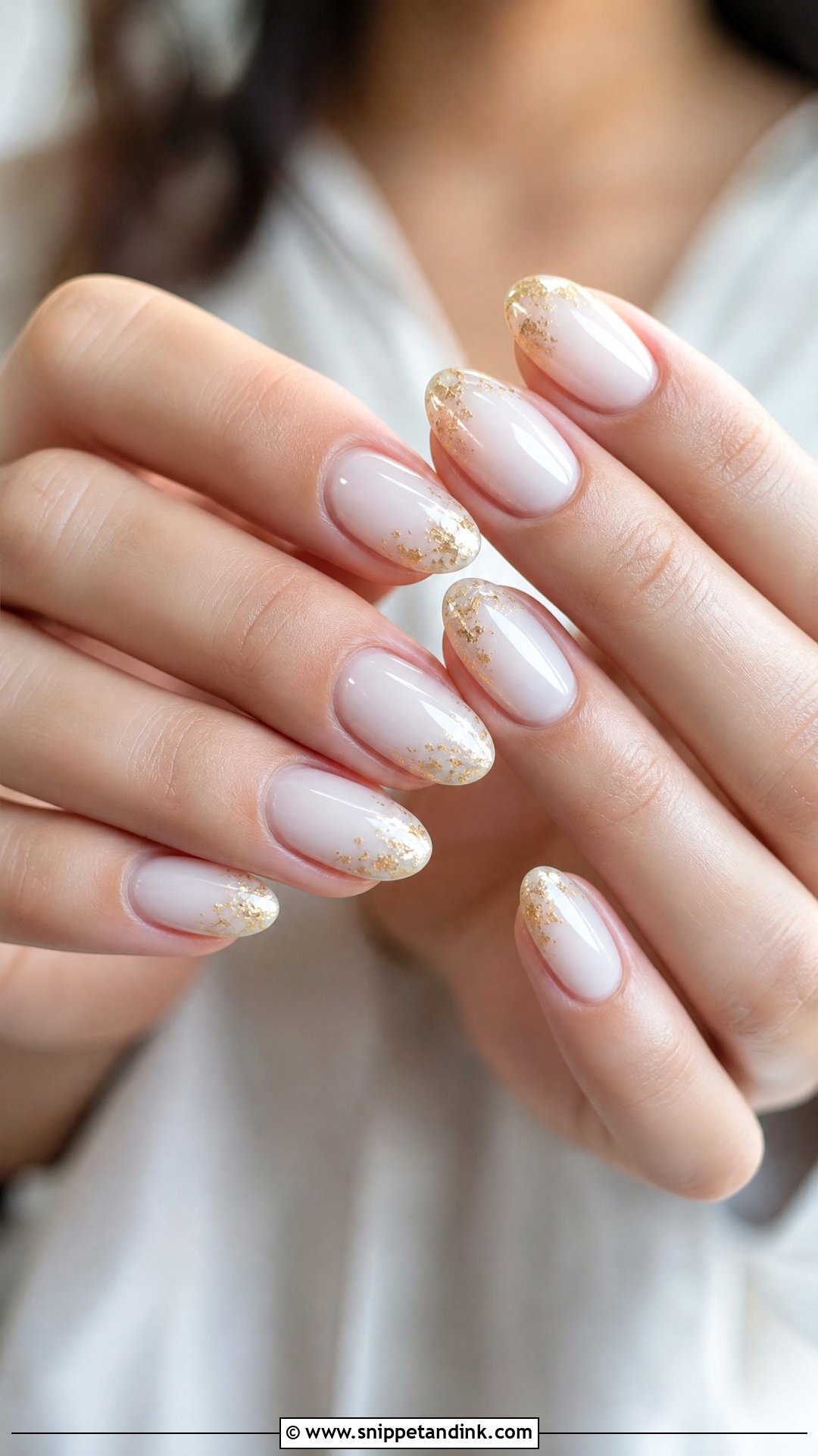 Milky White Gold Wedding Nails - Snippet and Ink - 25 Gold Wedding Nails