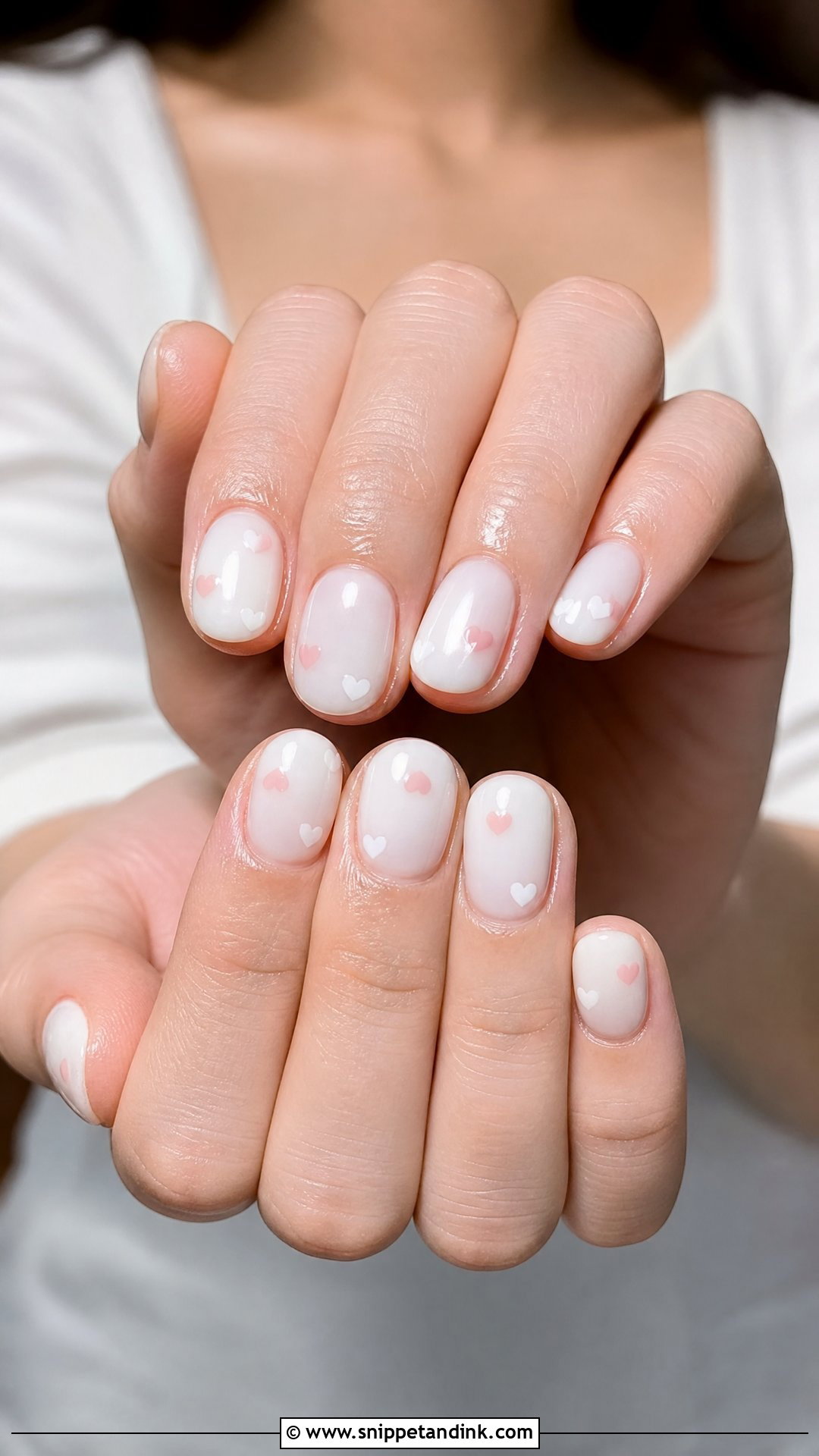 Milky White Heart Bridal Nails - Snippet and Ink - 25 Fun Bridal Nails