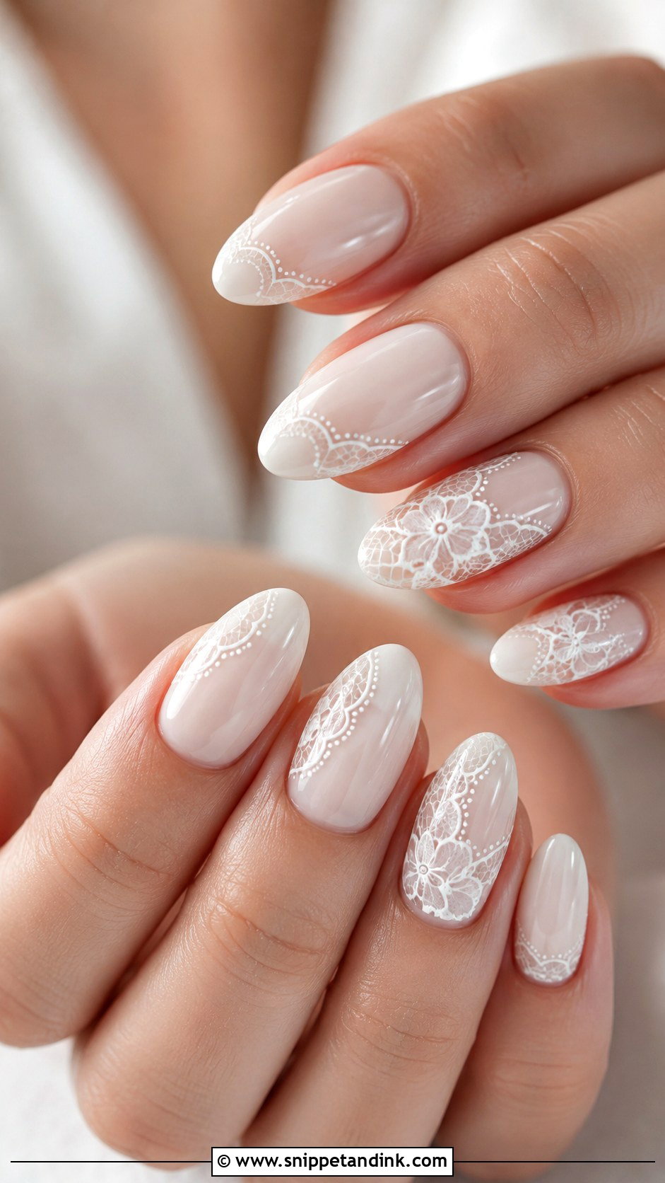 Milky White Lace Wedding Nails - Snippet and Ink - 20 Milky White Wedding Nails