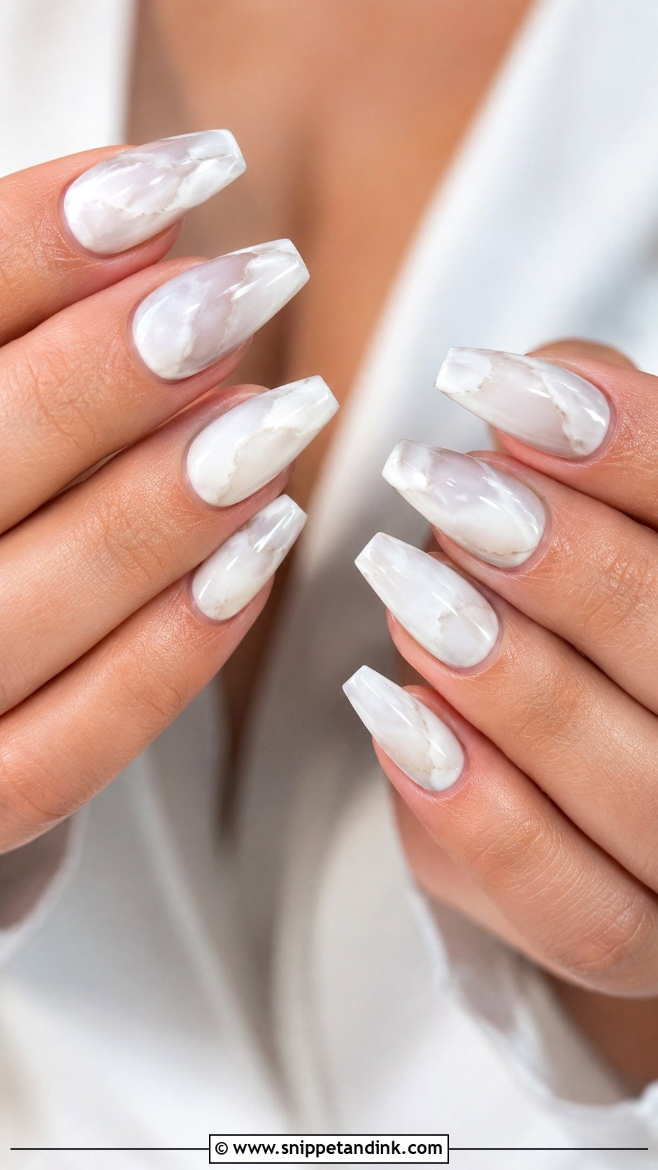 Milky White Marble Wedding Nails - Snippet and Ink - 20 Milky White Wedding Nails