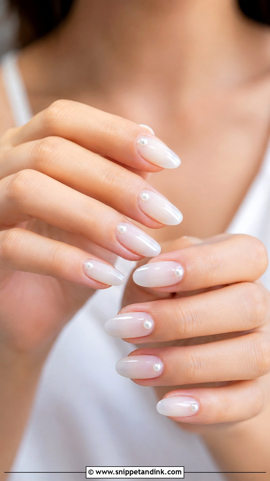 Milky White Nails With Pearls - Snippet and Ink - 20 Nails for Indian Wedding Guest