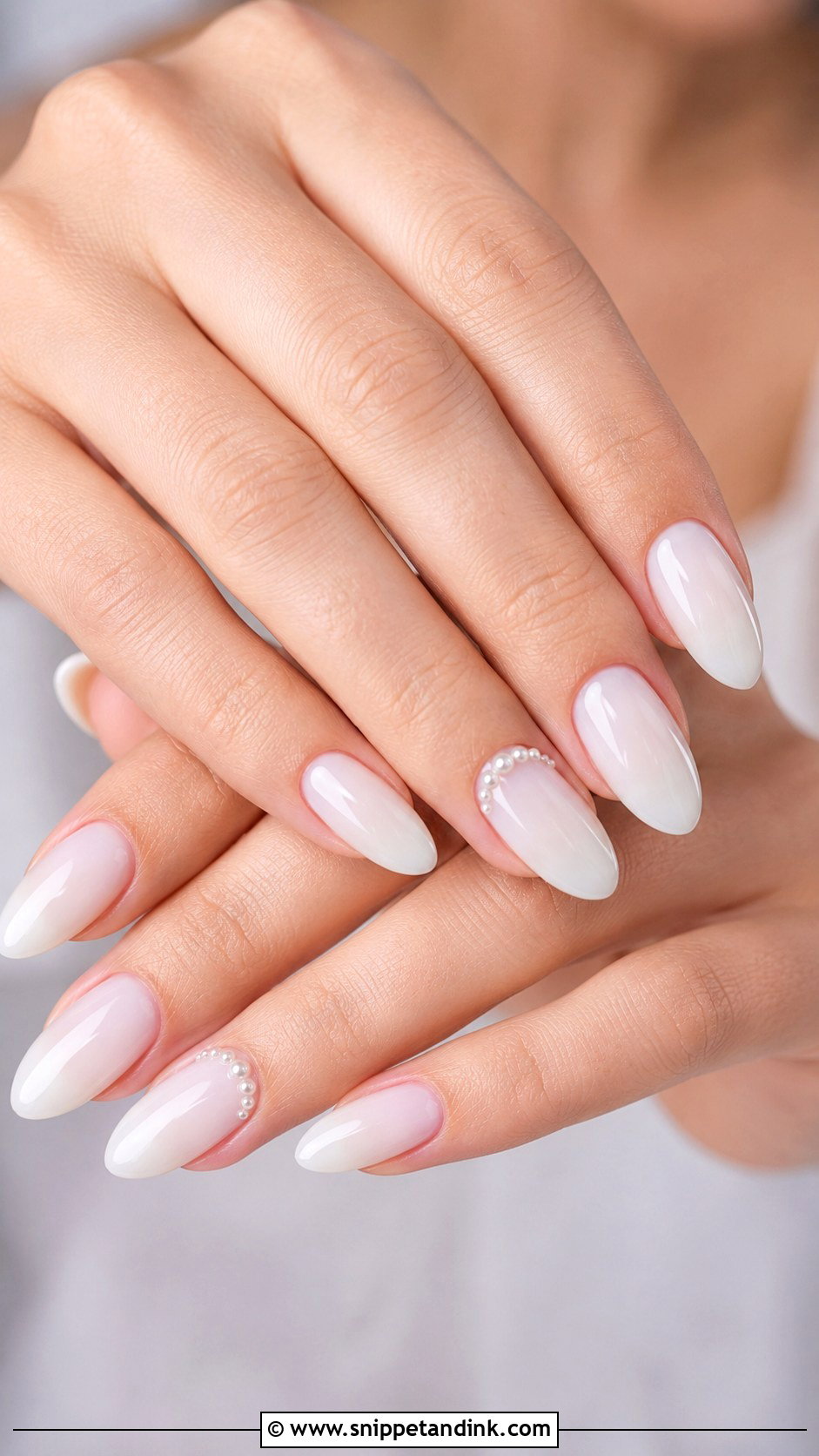 Milky White Pearl Bridal Nails - Snippet and Ink - 20 Milky White Bridal Nails