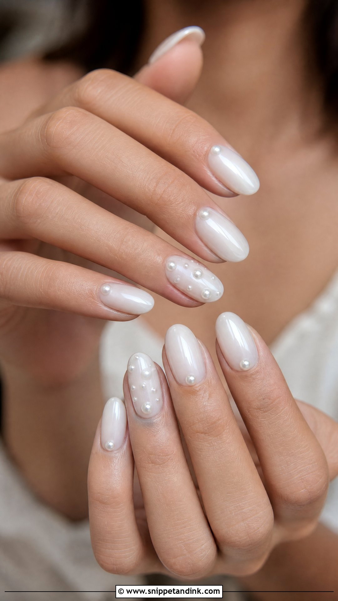 Milky White Pearl Wedding Nails - Snippet and Ink - 25 Wedding Nails with Pearls