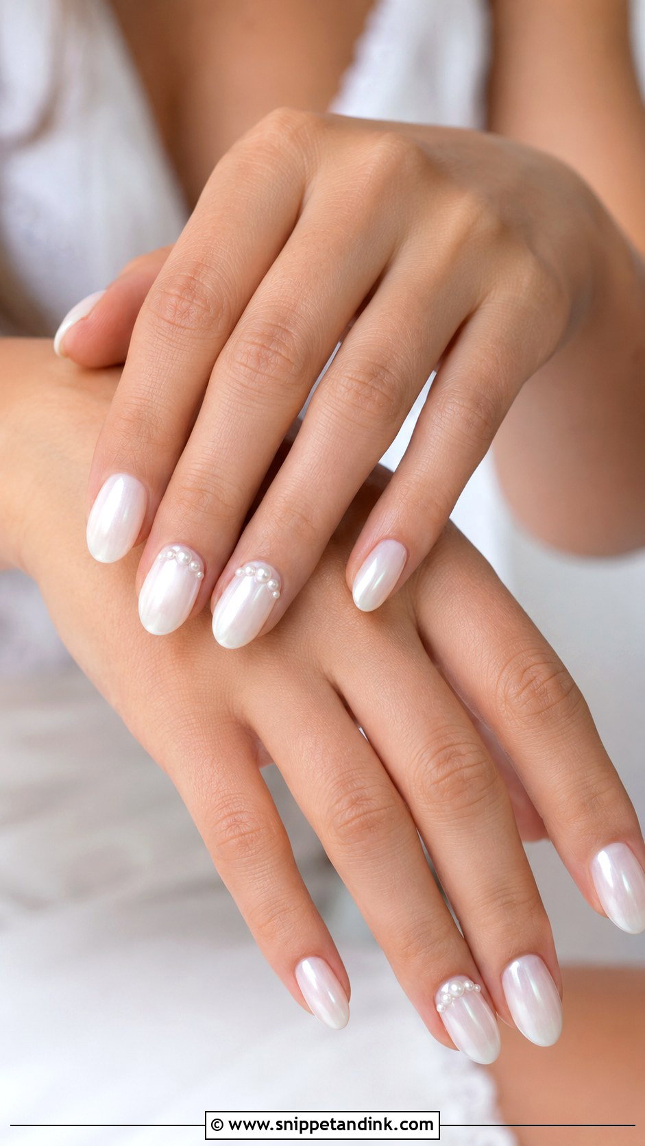 Milky White Pearl Wedding Nails - Snippet and Ink - 20 Milky White Wedding Nails