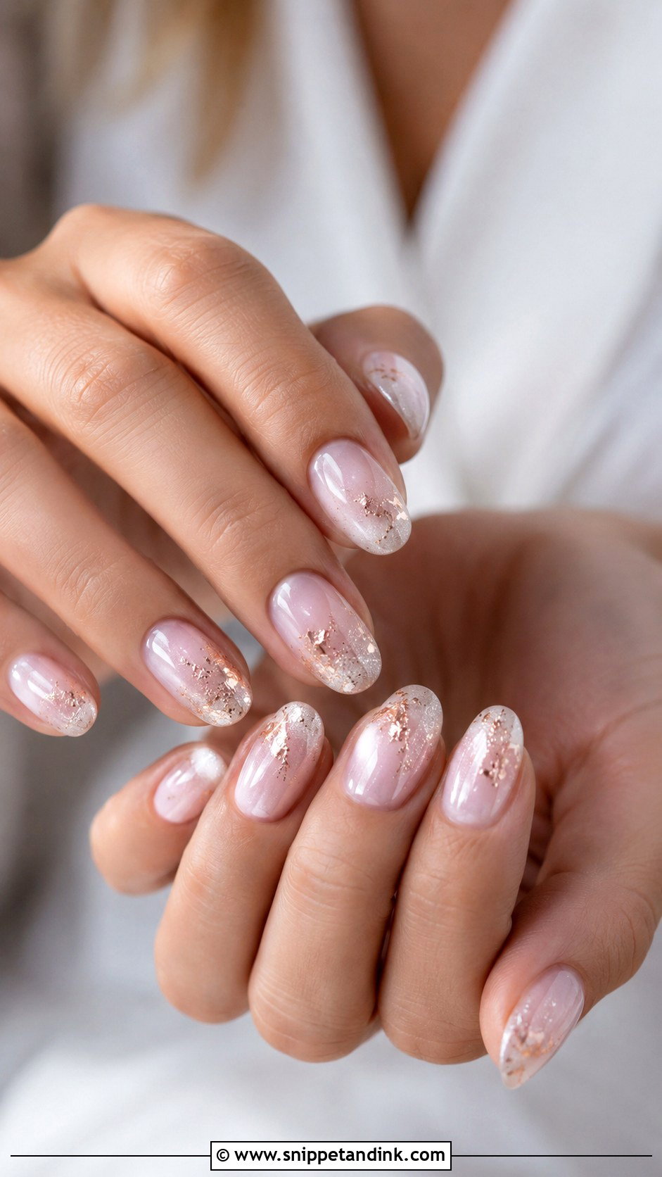 Milky White Rose Gold Wedding Nails - Snippet and Ink - 20 Rose Gold Wedding Nails