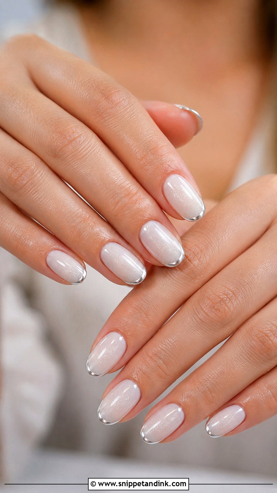 Milky White Silver Wedding Nails - Snippet and Ink - 20 Milky White Wedding Nails