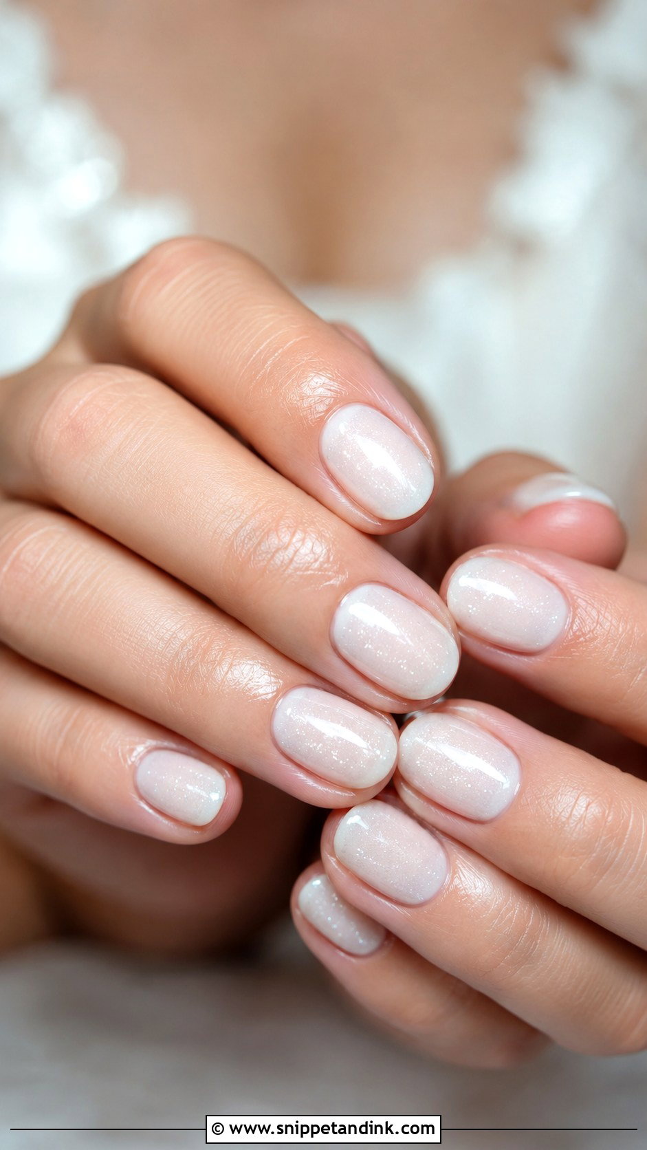 Milky White Sparkle Wedding Nails - Snippet and Ink - 20 Sparkle Wedding Nails