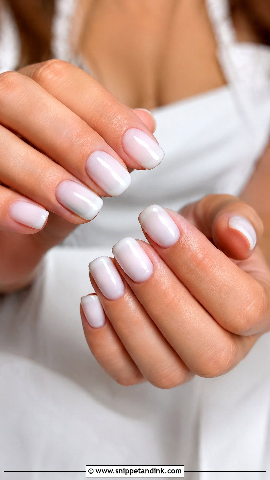 Milky White Squoval Wedding Nails - Snippet and Ink - 20 Squoval Wedding Nails