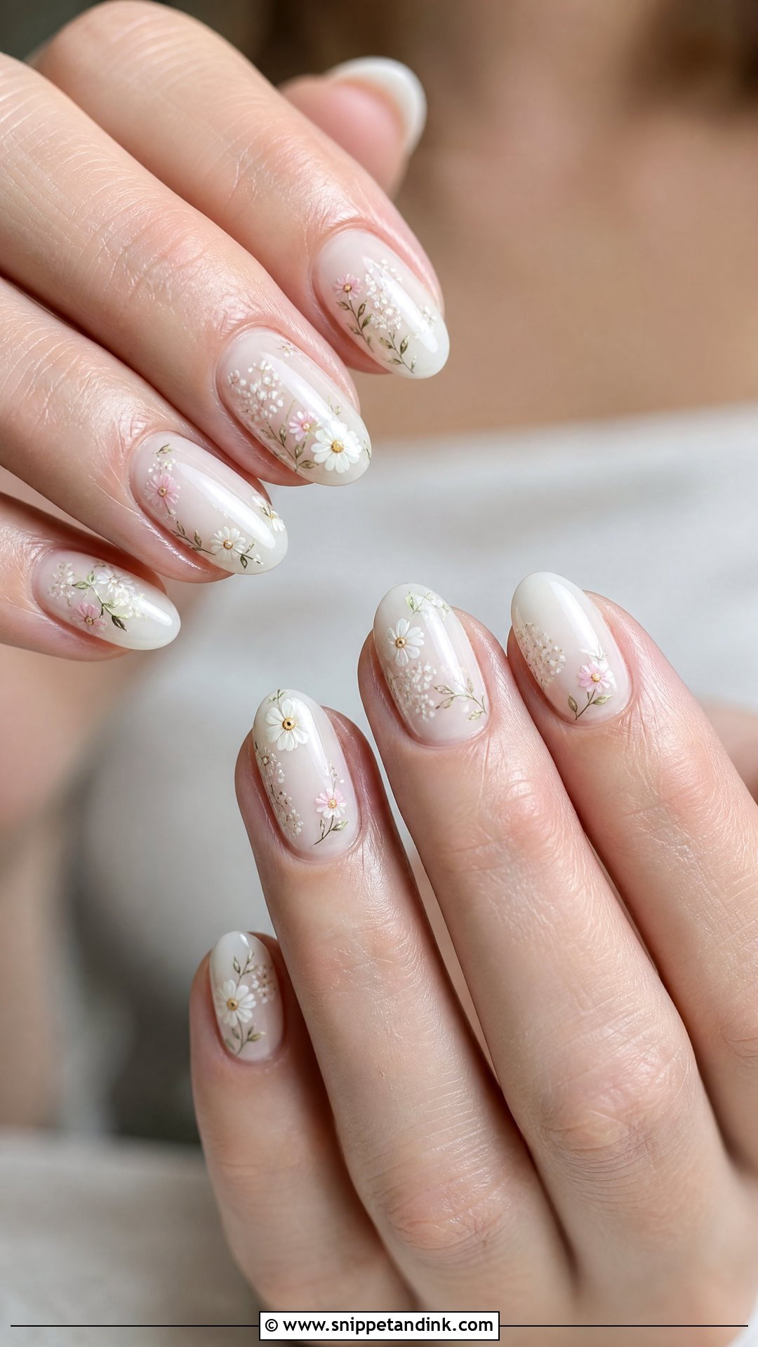 Milky White Wildflower Wedding Nails - Snippet and Ink - 20 Wildflower Wedding Nails