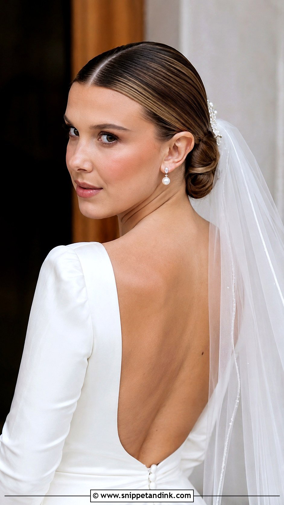 Millie Bobby Brown Wedding Hair With Low Bun - Snippet and Ink - 15 Millie Bobby Brown Wedding Hair Ideas