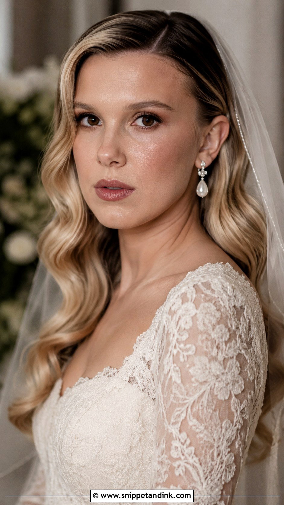 Millie Bobby Brown Wedding Hair With Side Part - Snippet and Ink - 15 Millie Bobby Brown Wedding Hair Ideas