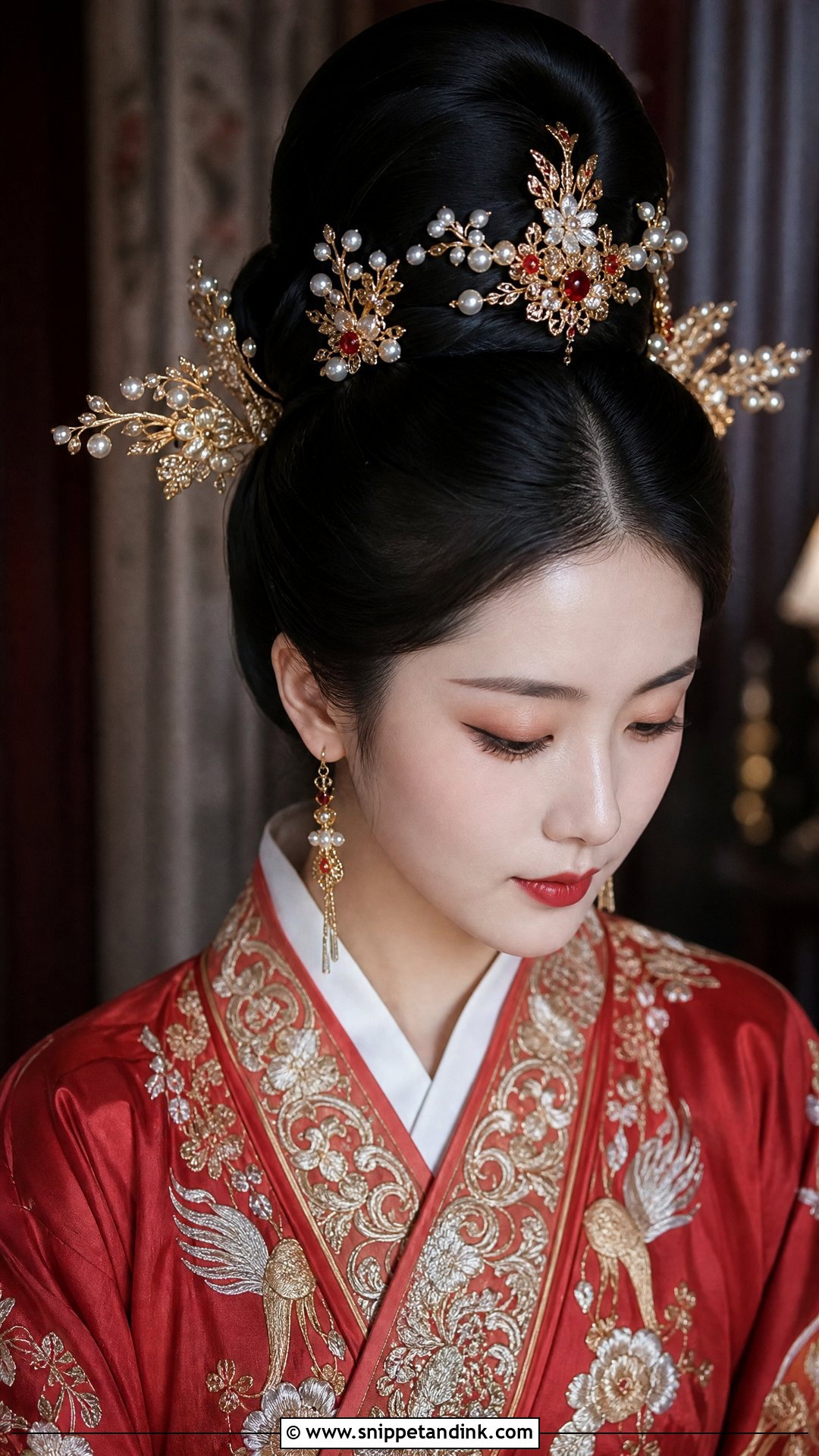 Ming Dynasty Inspired Bun - Snippet and Ink - 20 Chinese Wedding Hair Ideas