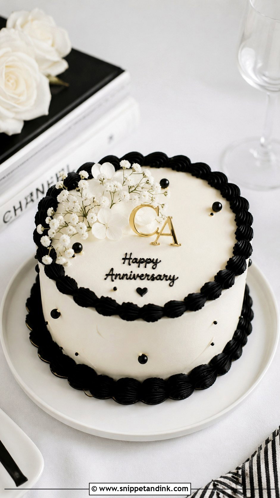 Mini Black And White Anniversary Cake - Snippet and Ink - 20 Happy Anniversary Mini Cake Ideas