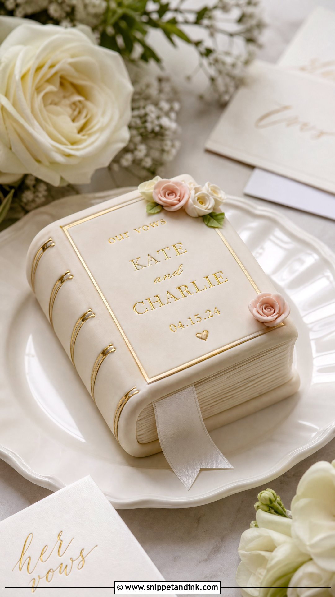 Mini Book Wedding Cake - Snippet and Ink - 25 Book Theme Cake Ideas for Wedding