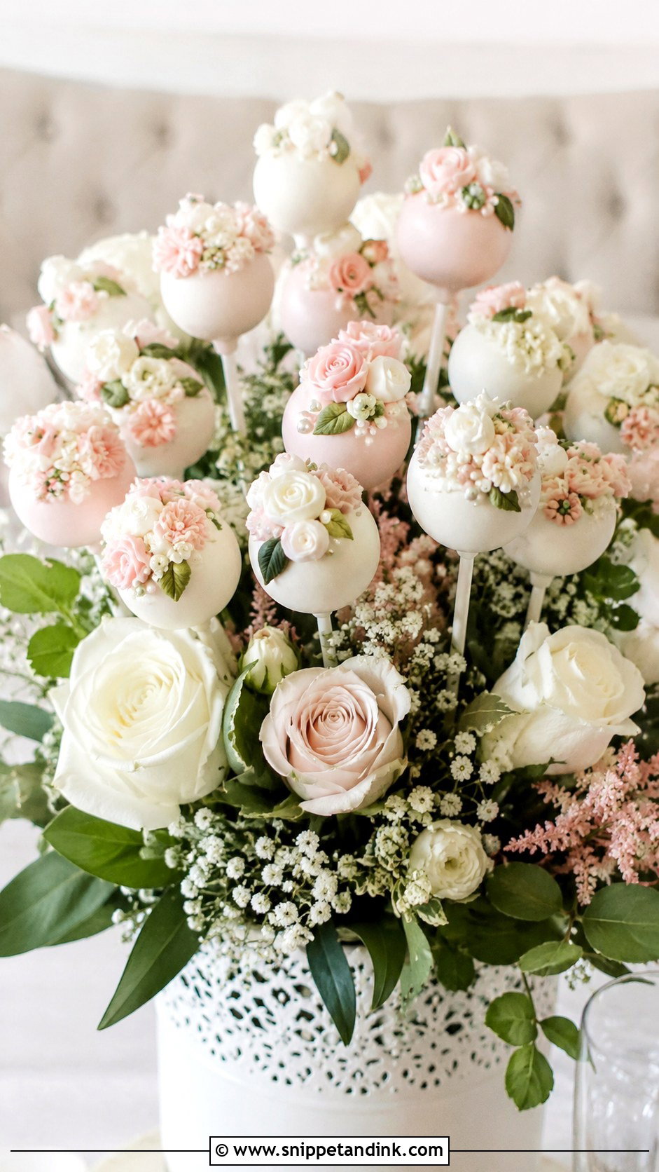 Mini Bouquet Bride Cake Pops - Snippet and Ink - 35 Bride Cake Pops
