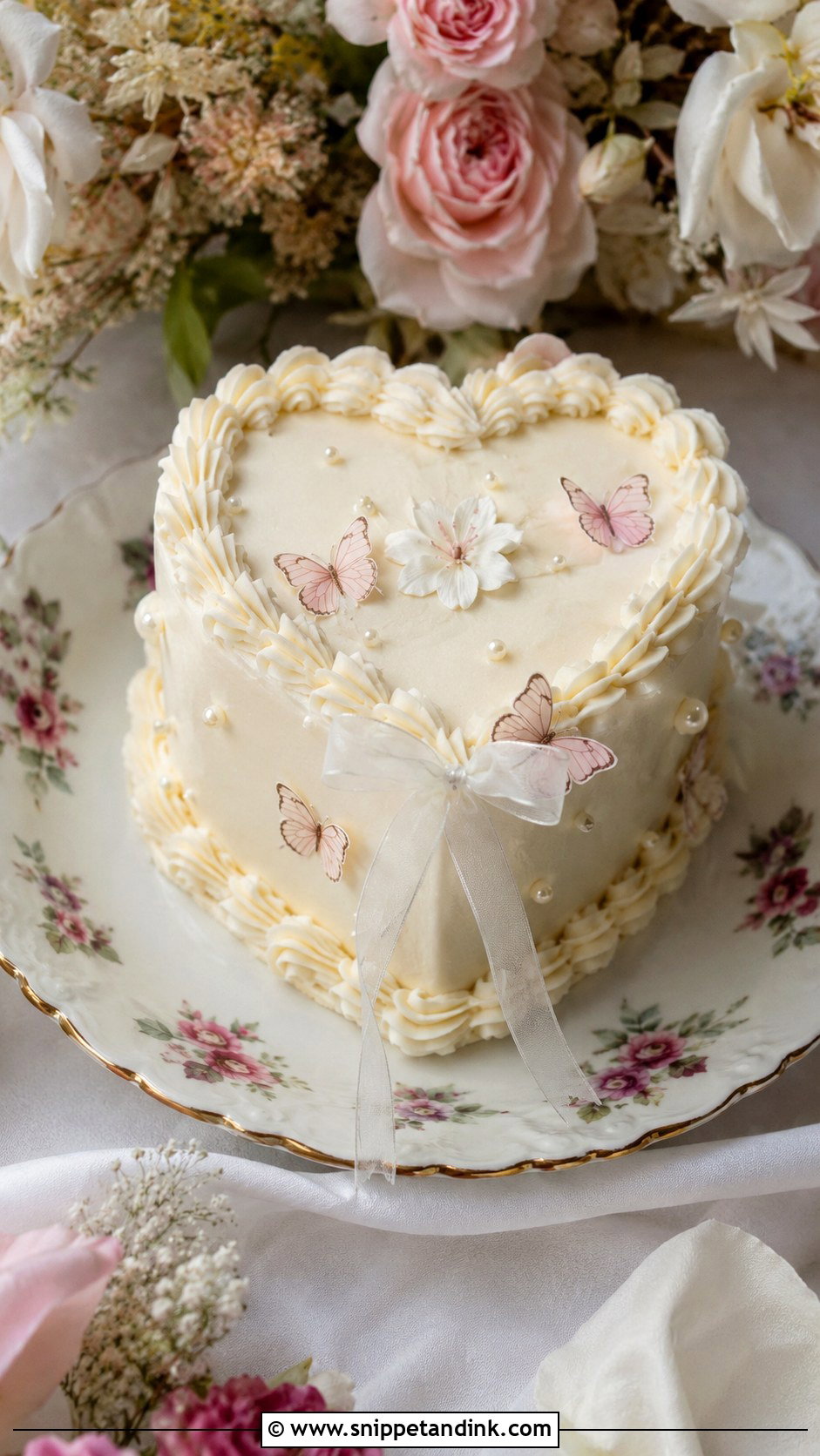 Mini Butterfly Heart Wedding Cake - Snippet and Ink - 20 Butterfly Heart Cake Ideas for Wedding