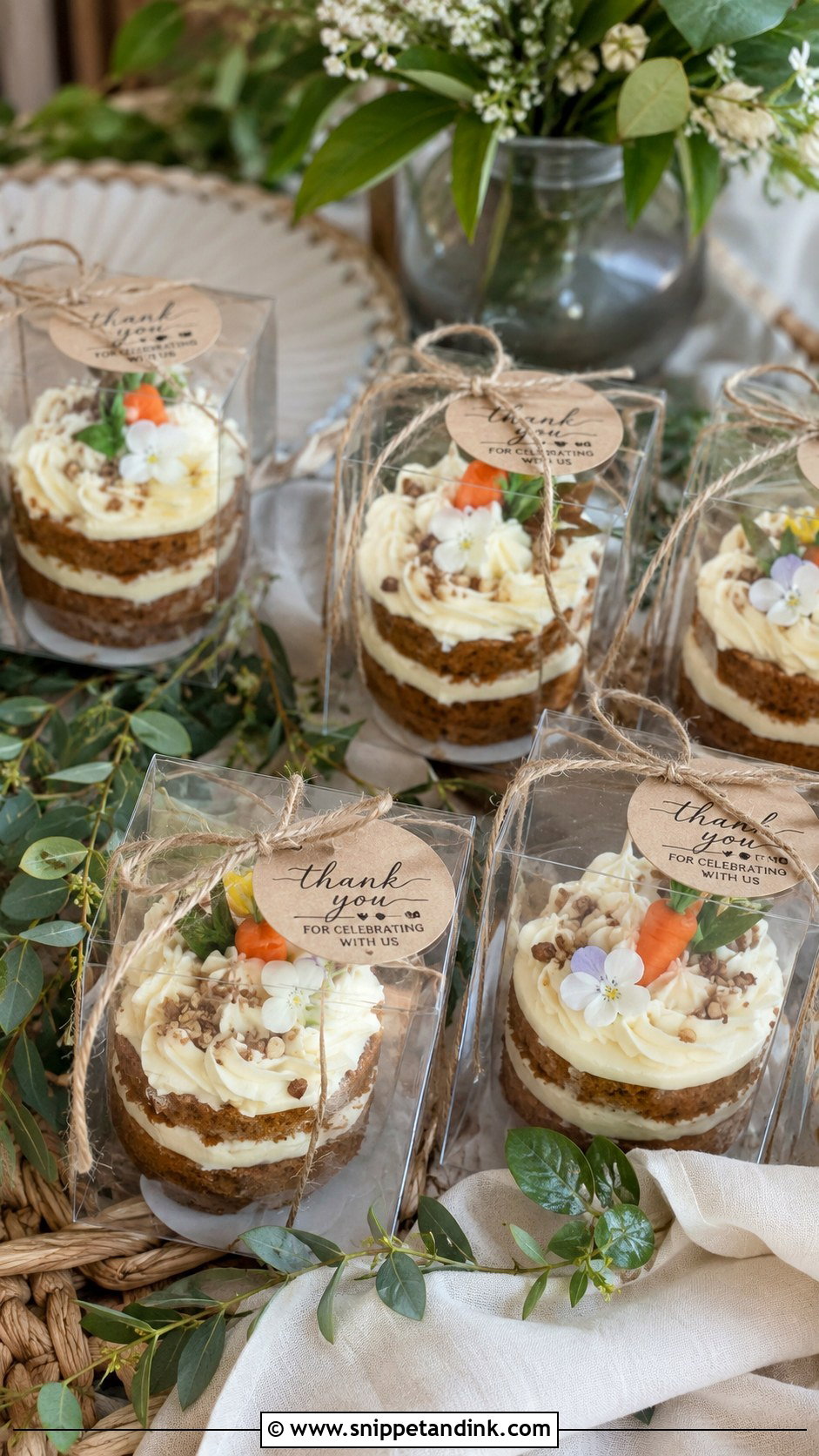 Mini Carrot Cake Wedding Favors - Snippet and Ink - 20 Cake Favors for Wedding