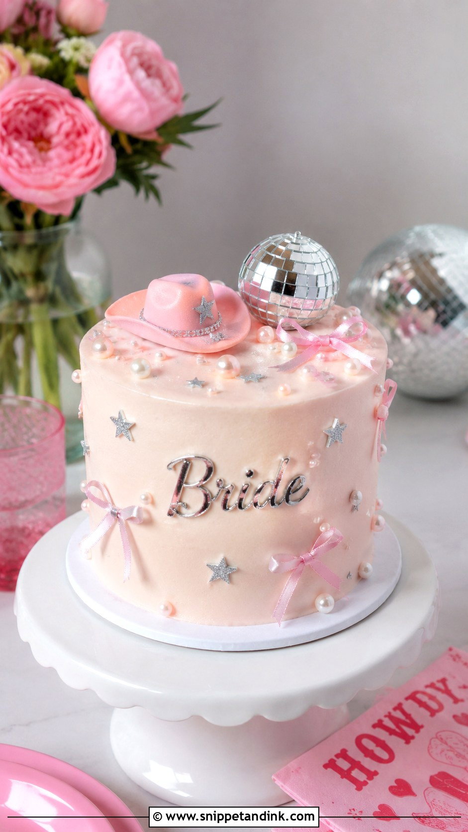Mini Disco Cowgirl Cake - Snippet and Ink - 25 Disco Cowgirl Bachelorette Cake Ideas for Wedding