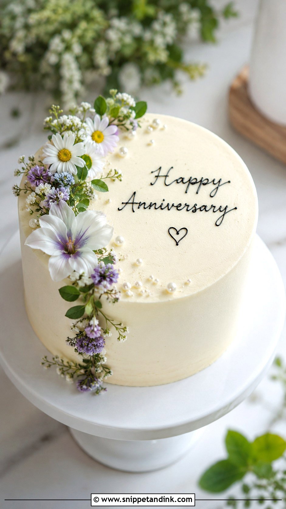Mini Floral Anniversary Cake - Snippet and Ink - 20 Happy Anniversary Mini Cake Ideas