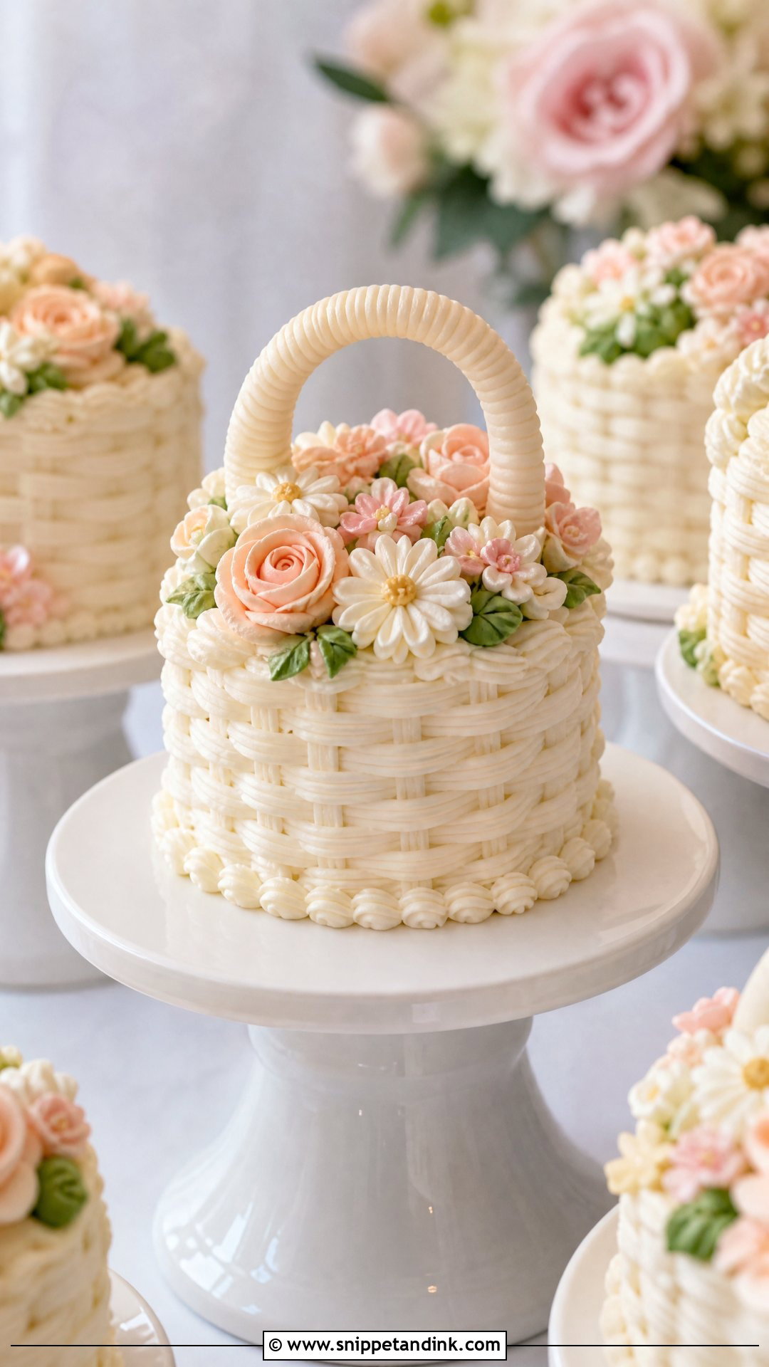 Mini Flower Basket Wedding Cake - Snippet and Ink - 25 Flower Basket Cake Ideas for Wedding