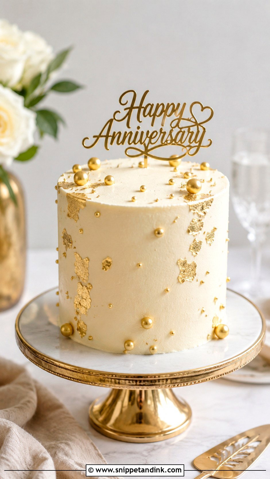 Mini Gold Anniversary Cake - Snippet and Ink - 20 Happy Anniversary Mini Cake Ideas