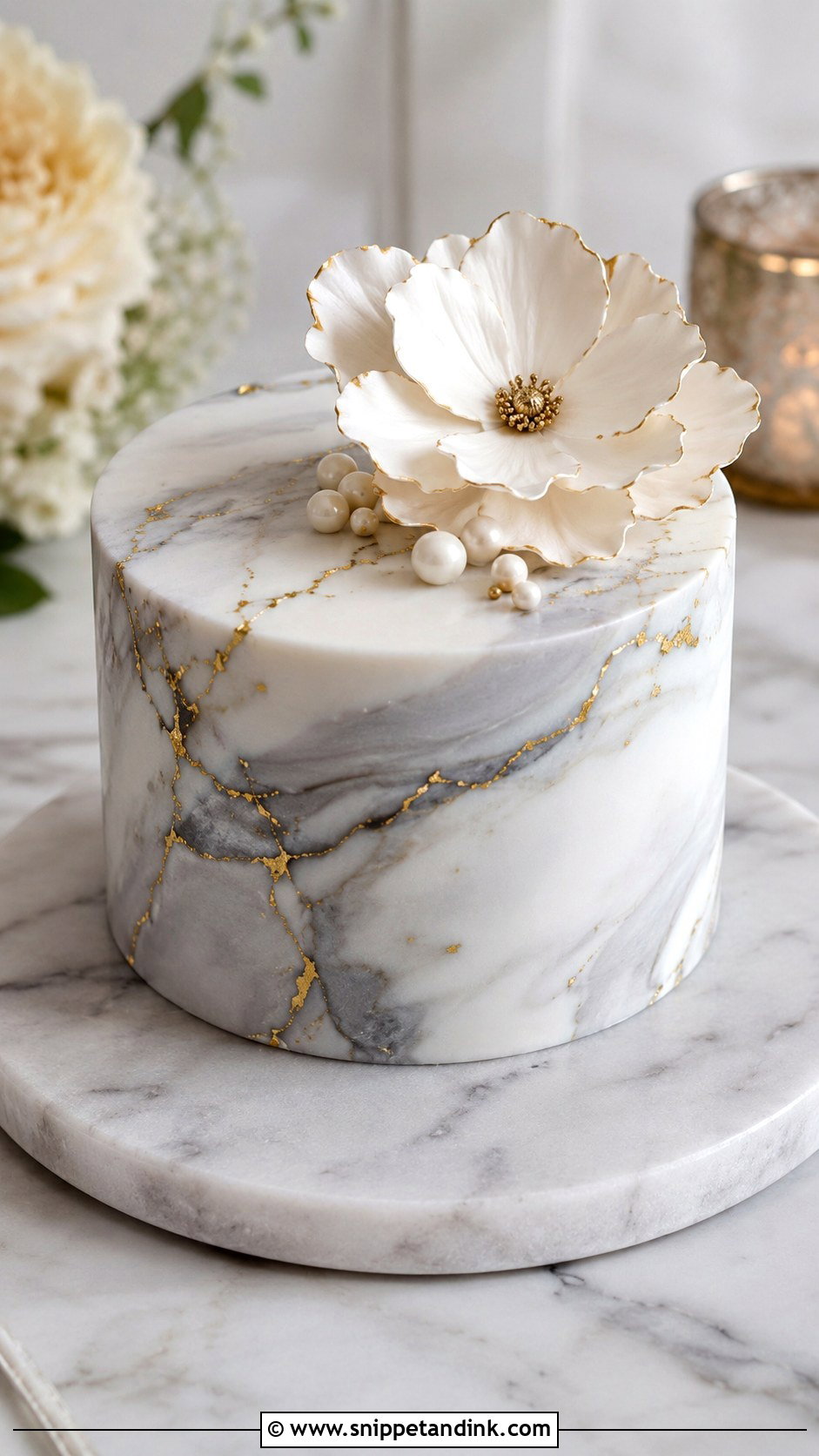 Mini Marble Anniversary Cake - Snippet and Ink - 20 Happy Anniversary Mini Cake Ideas
