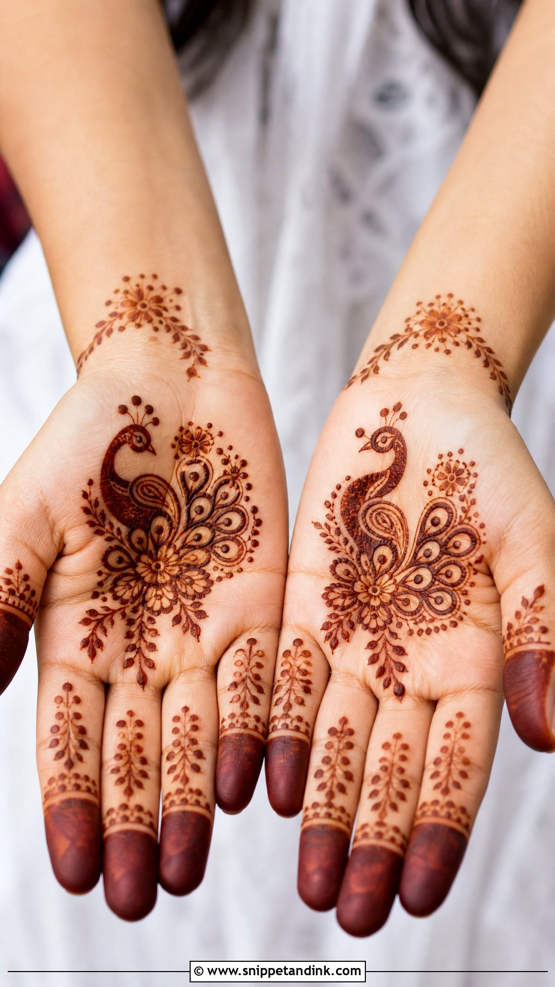 Mini Peacock Mehndi Design - Snippet and Ink - 30 Mini Mehndi Designs