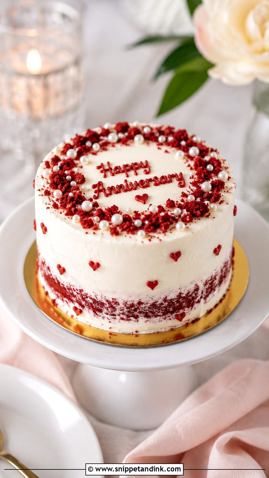 Mini Red Velvet Anniversary Cake - Snippet and Ink - 20 Happy Anniversary Mini Cake Ideas