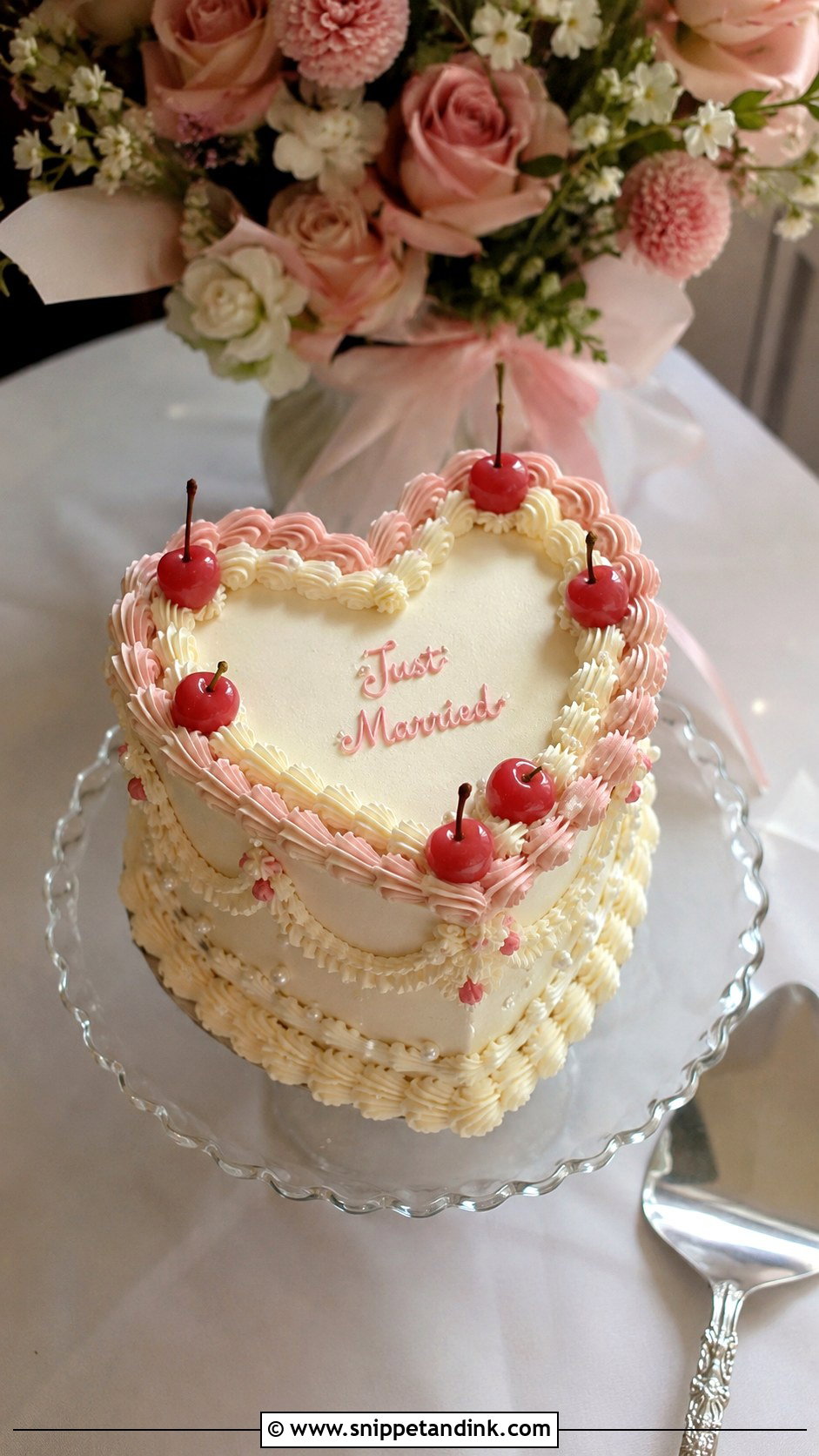 Mini Retro Heart Wedding Cake - Snippet and Ink - 30 Retro Heart Wedding Cake Ideas