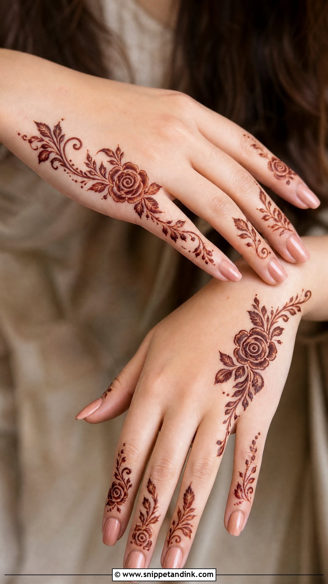 Mini Rose Mehndi Design - Snippet and Ink - 30 Mini Mehndi Designs