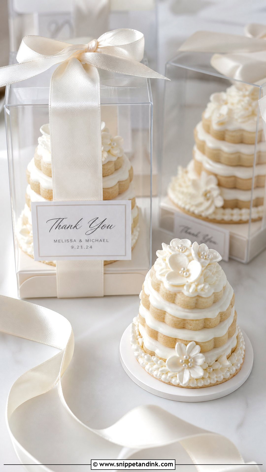 Mini Tiered Wedding Cake Cookies - Snippet and Ink - 20 Wedding Cake Cookies