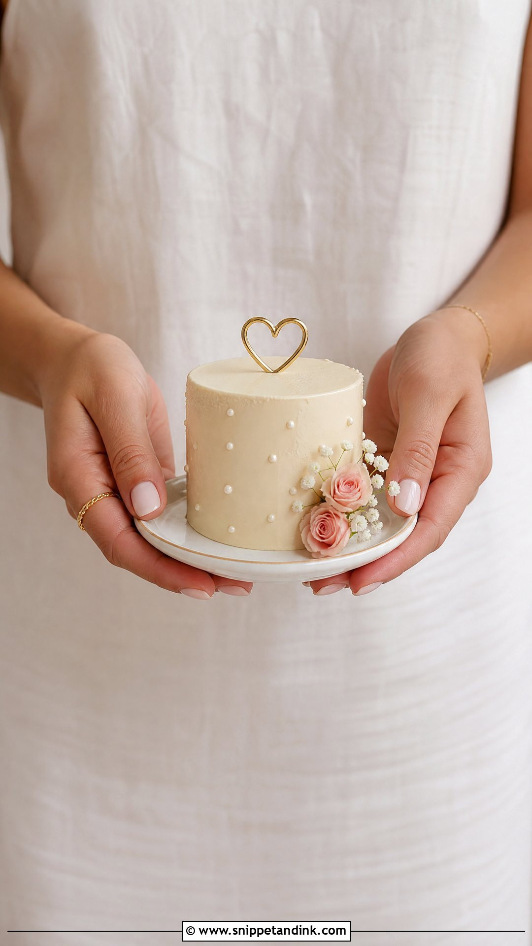 Mini Wedding Cake - Snippet and Ink - 20 Person Holding Cake Ideas for Wedding