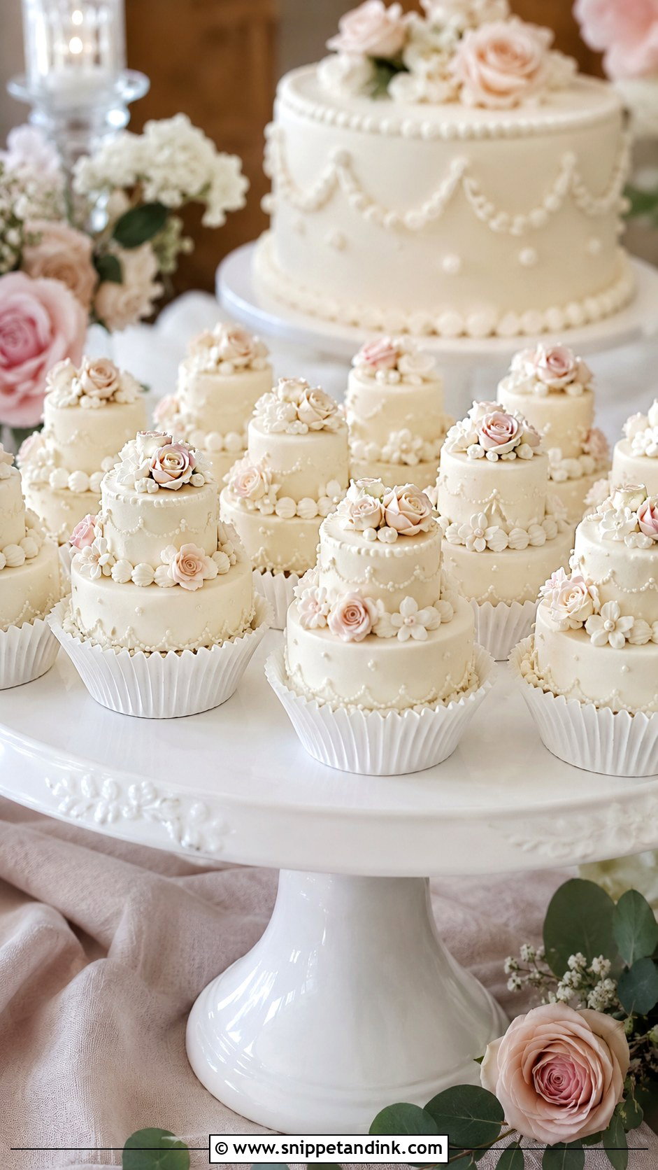 Mini Wedding Cake Cupcakes - Snippet and Ink - 25 Elegant Cupcake Wedding Cake Ideas